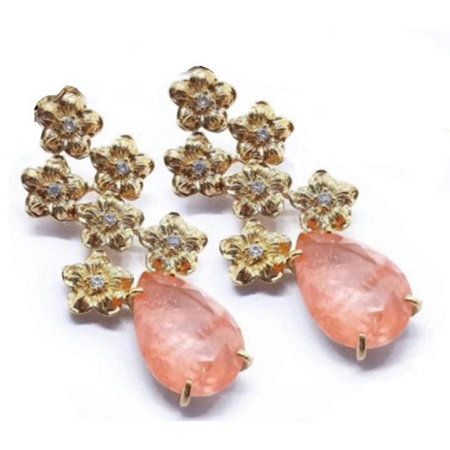 Brinco Flor Living Coral