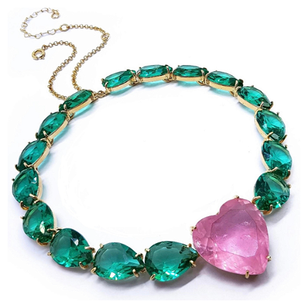 Choker Gota e Coração Pink Light