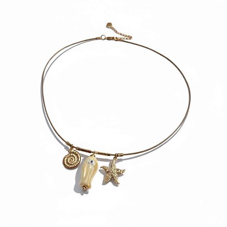 Choker Mar Dourado com Peixe Amarelo