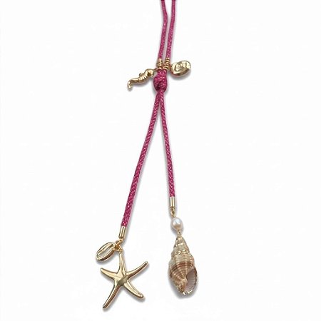 Colar Pink Oceano com Pingentes