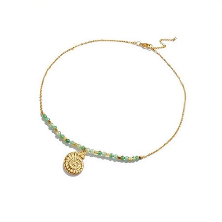Choker Verde Pingente Caramujo