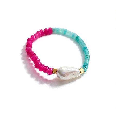 Pulseira Colorida com Pérola Barroca