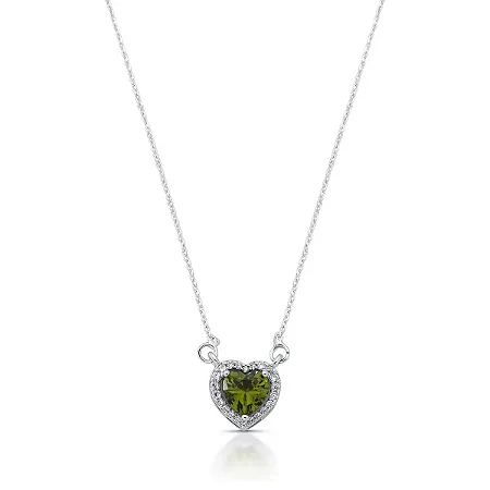 Colar Coração Olive Cravejado Ródio Branco