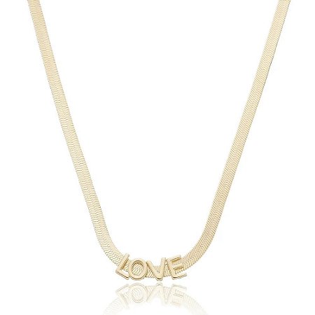 Colar Malha Love Banhado a Ouro 18k
