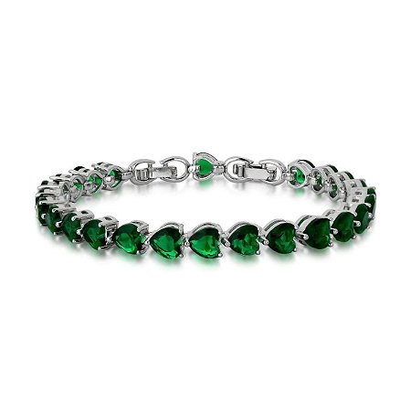 Pulseira Luxo Corações Esmeralda