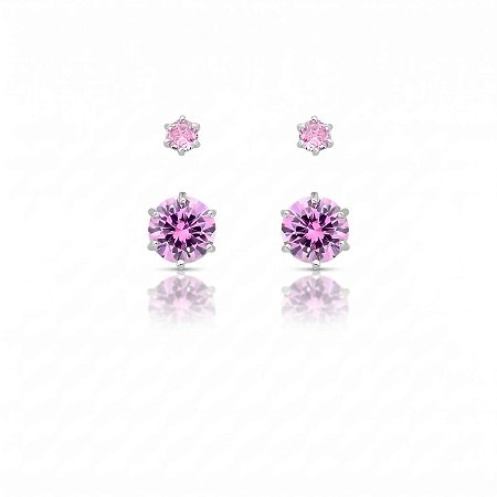 Dupla de Brincos Ponto de Luz Pink Light