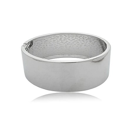 Bracelete Maxi Liso Redondo Ródio Branco
