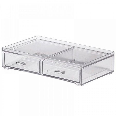 Caixa Organizadora Com 2 Gavetas Empilháveis Médio Elegance 21,5X12,5X5 cm