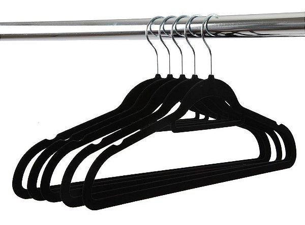 Cabide De Veludo Preto 1 UN Veludo Casual Home