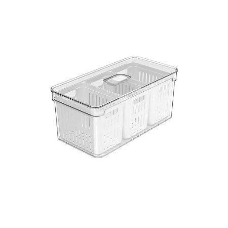 Organizador De Geladeira 5l Com 3 Cestos Alimentos Vegetal