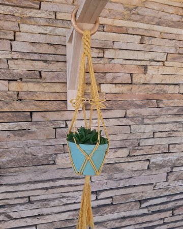 Suporte Para Plantas Em Macramê - Borboletas Amarelas