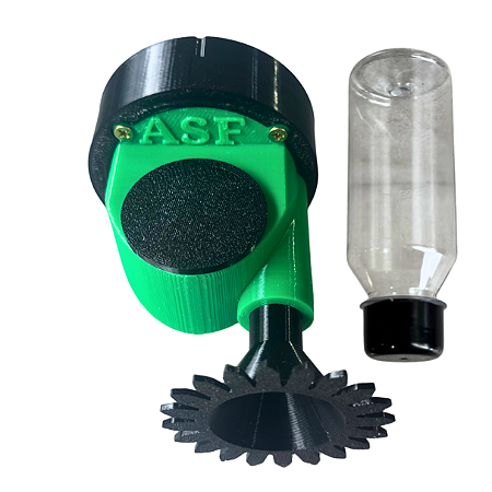 Alimentador Externo (Alimentador tipo ROSO) com circuito, "labirinto", Modelo caracol. Verde e preto