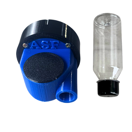 Alimentador Externo (Alimentador tipo ROSO) com circuito, "labirinto", Modelo caracol. Azul e preto