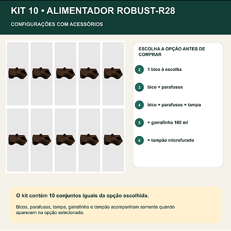 Kit 10 Alimentadores Robust-R28 com Bico de Entrada