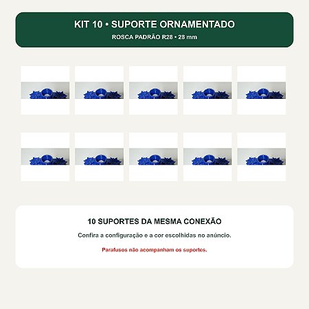 Kit 10 Suporte Ornamentado R28 sem Tampão para Abelha Sem Ferrão