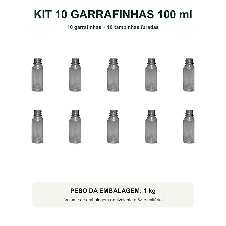 Kit 10 Garrafinha 100 ml com Tampa Furada para Meliponicultura