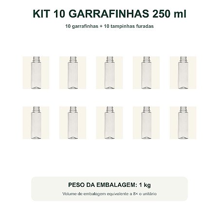 Kit 10 Garrafinha 250 ml com Tampa Furada para Meliponicultura