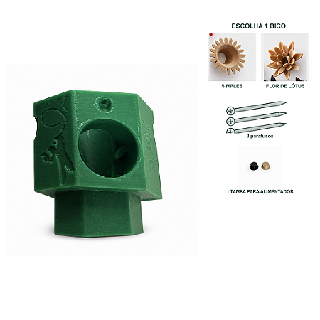 Alimentador Hive para Abelhas Sem Ferrão – Encaixe 30 mm – Com 1 Bico, Parafusos e Tampa para Alimentador
