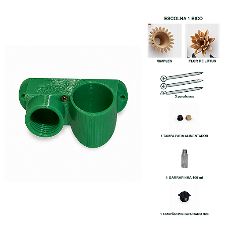 Alimentador Basic-R28 para Abelhas Sem Ferrão – Encaixe Rosqueável R28 – Completo com Tampão Microfurado R28