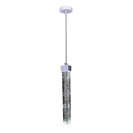 Pendente Cristal Bolhas Empire Tubinho Quadrado 30cm 5w