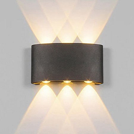 Arandela 6 Fachos LED Preta 8w IP65