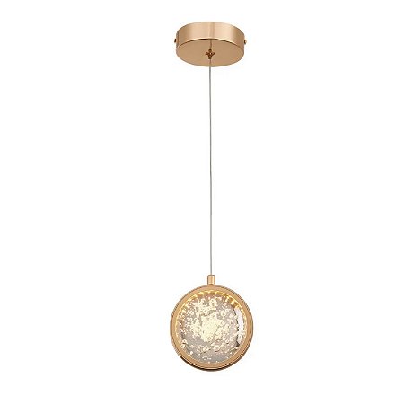 Pendente Led Cristal Bolhas Saturno Esfera Dourado 5W