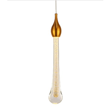 Pendente Dourado Gota Vidro Cristal Led 5w Dourado