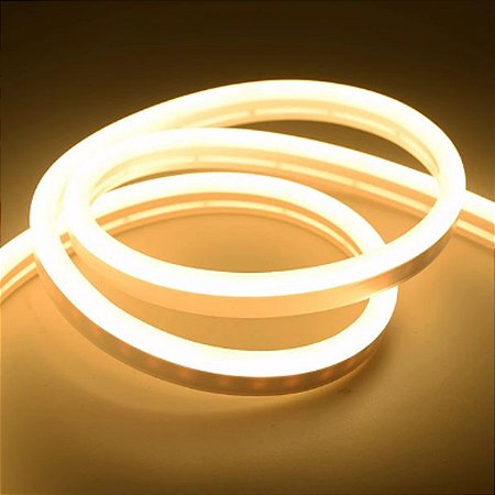 Fita Led Neon Flexível Branco Quente 12v alto brilho- Rolo c/ 5