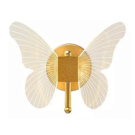 Arandela De Parede Borboleta Dourada Led 5W Moderna