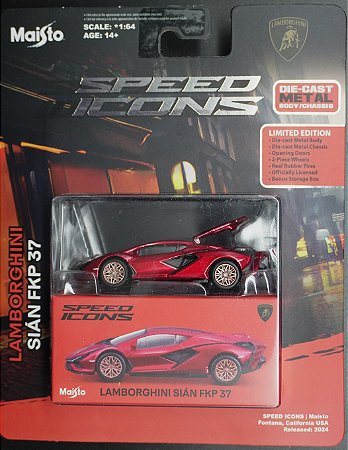 Lamborghini Sián FKP 37 - 15706 (Met Red) | 1:64 | Speed Icons | Maisto