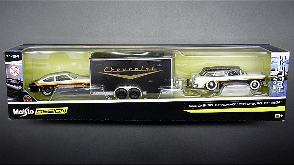 1955 Chevrolet Nomad, Trailer e 1971 Chevrolet Vega - 11404 | 1:64 | Design Team Haulers | Maisto