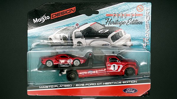 Maisto Flatbed e 2018 Ford GT Heritage Edition - 15108 | 1:64 | Design Elite Transport Ford GT Heritage Edition | Maisto