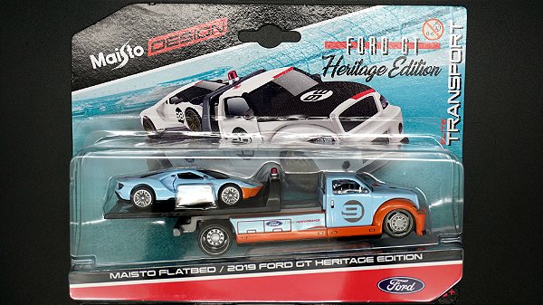 Maisto Flatbed e 2019 Ford GT Heritage Edition - 15108 | 1:64 | Design Elite Transport Ford GT Heritage Edition | Maisto