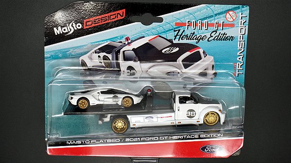 Maisto Flatbed e 2021 Ford GT Heritage Edition - 15108 | 1:64 | Design Elite Transport Ford GT Heritage Edition | Maisto
