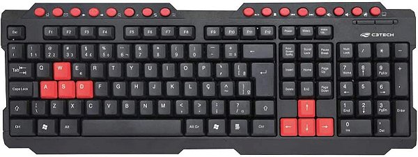 TECLADO GAMER C3TECH KG-10BK VERMELHO USB