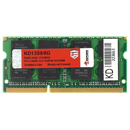 MEMÓRIA NOTEBOOK 8 GB. KEEPDATA DDR3 / 1333 MHZ