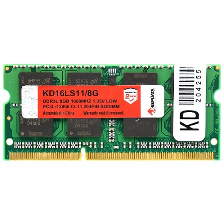 MEMÓRIA NOTEBOOK 8 GB. KEEPDATA DDR3L / 1600 MHZ