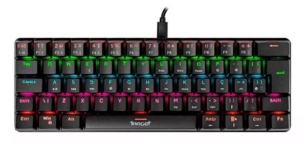 TECLADO GAMER TGT SHERMAN MECÂNICO PRETO USB SWITCH BLUE