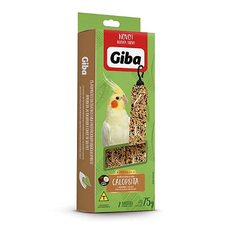 Bastão de Sementes Com Coco Para Calopsitas Agapornis e Periquitos 75g Giba Prefere