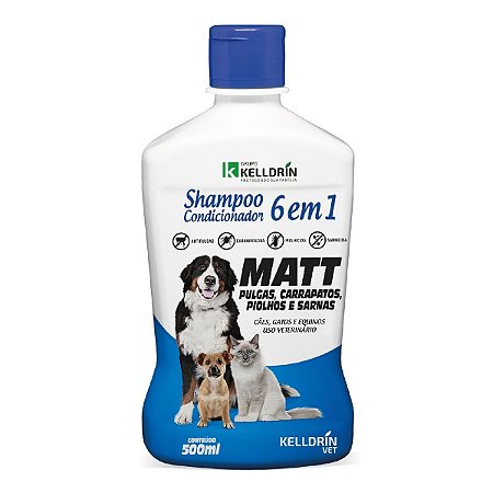 Shampoo 6 Em 1 Matt Tratamento Antipulgas Carrapato Sarna Cães Gatos