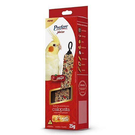 Bastão de Sementes Com Maçã Para Calopsita Agapornis e Periquito Mini 25g Prefere