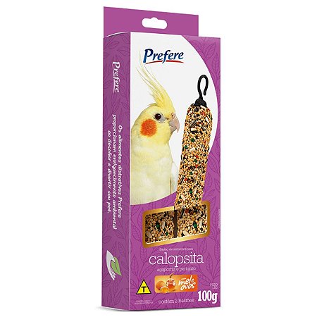 Bastão de Sementes Tradicional Para Calopsita Agapornis e Periquito 100g Prefere