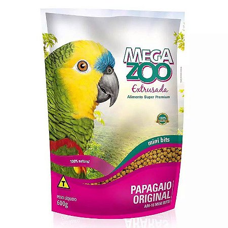 Ração Extrusada Megazoo para Papagaio Mini Bits Am16 600g