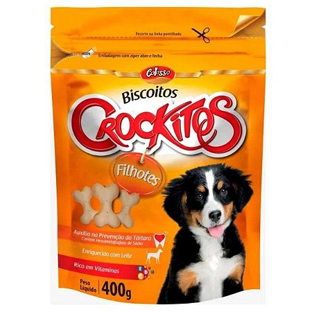 Biscoito Petisco Para Cães Filhotes Crockitos Colosso 400g