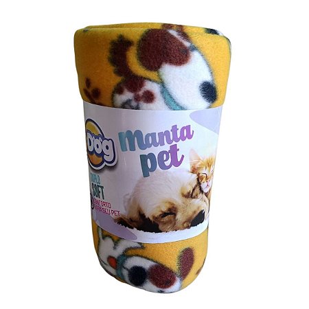 Manta Cobertor Pet Soft Amarelo Para Cães e Gatos 80x120cm