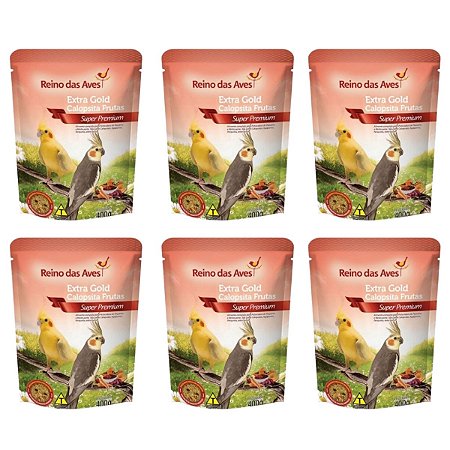 6 Extra Gold Calopsita Frutas 400g Reino das Aves