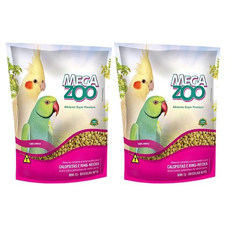 2 Extrusadas Megazoo Ring Neck E Calopsita Mm15 300g