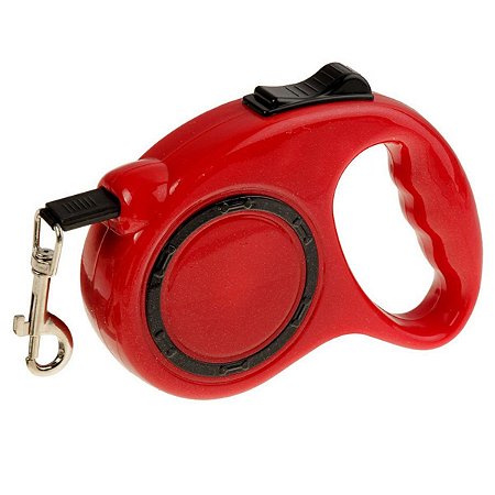 Guia Retrátil Vermelho Para Cachorro e Gato 5 Metros Até 15kg