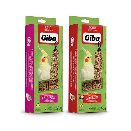 2 Caixas Com Bastão de Sementes Giba Prefere Tradicional e Maçã Para Calopsitas Agapornis Periquitos