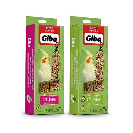 2 Caixas Com Bastão de Sementes Giba Prefere Tradicional e Pera Para Calopsitas Agapornis Periquitos